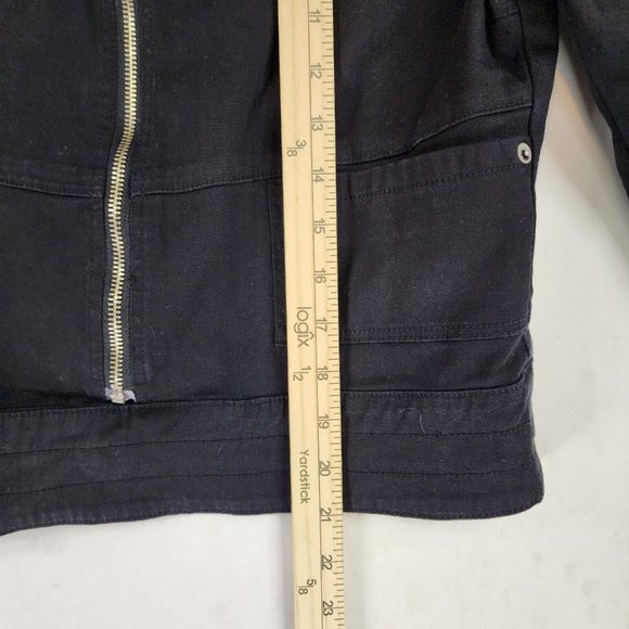 J & Co Denim Jacket Womens Large Black Distressed Retro Buckle Accent Full Zip - Picture 5 of 10